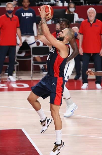 Evan Fournier of France during the Men's Basketball Gold Medal Final between United States and France on day fifteen of the Tokyo 2020 Olympic Games...
