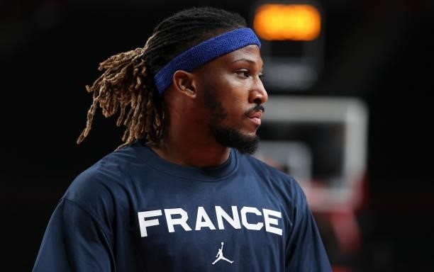 Andrew Albicy of France during the Men's Basketball Gold Medal Final between United States and France on day fifteen of the Tokyo 2020 Olympic Games...
