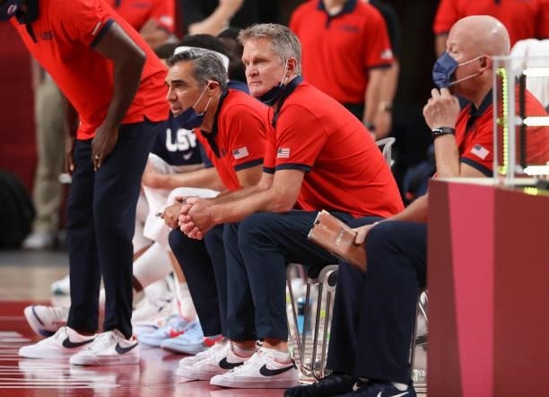 Assistant-coaches of Team USA Steve Kerr, Jay Wright during the Men's Basketball Gold Medal Final between United States and France on day fifteen of...