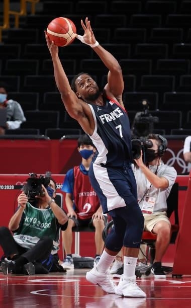 Guerschon Yabusele of France during the Men's Basketball Gold Medal Final between United States and France on day fifteen of the Tokyo 2020 Olympic...
