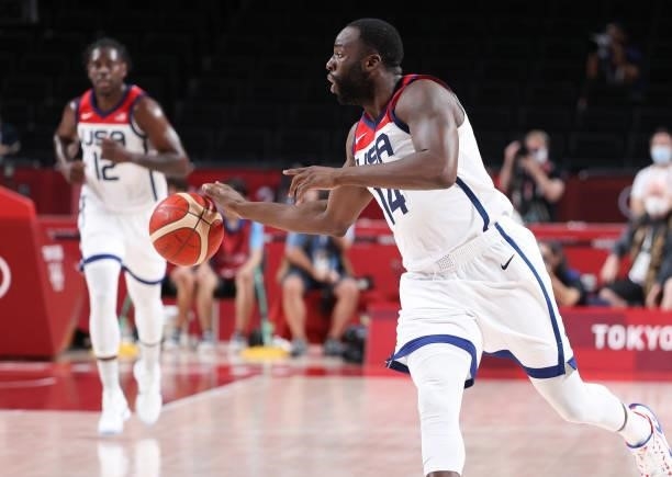 Draymond Green of USA during the Men's Basketball Gold Medal Final between United States and France on day fifteen of the Tokyo 2020 Olympic Games at...