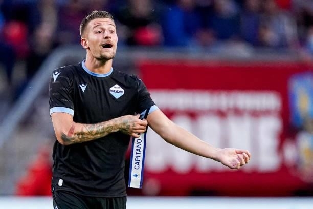 Sergej Milinkovic of SS Lazio taking captains band on during the Preseason Friendly Match match between FC Twente and SS Lazio at De Grolsch Veste on...