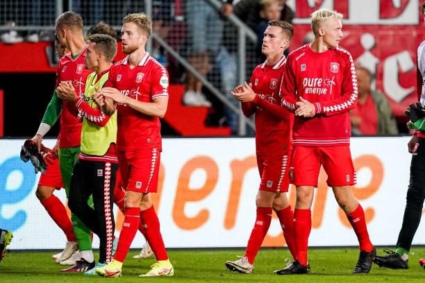 Players of FC Twente during the Preseason Friendly Match match between FC Twente and SS Lazio at De Grolsch Veste on August 7, 2021 in Enschede,...