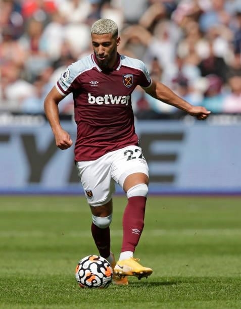 Said Benrahma of West Ham United in action during the pre-season friendly match between West Ham United and Atalanta at London Stadium on August 7,...