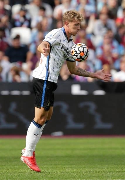 Matteo Lovato of Atalanta in action during the pre-season friendly match between West Ham United and Atalanta at London Stadium on August 7, 2021 in...