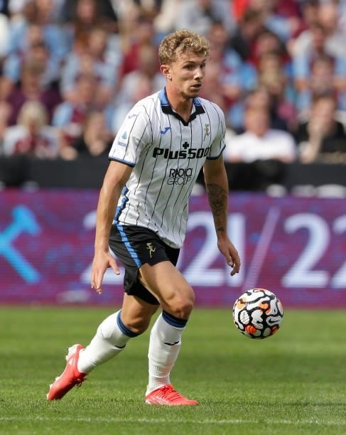 Matteo Lovato of Atalanta in action during the pre-season friendly match between West Ham United and Atalanta at London Stadium on August 7, 2021 in...