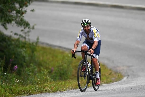 Eduard Michael Grosu of Romania and Team DELKO in the Breakaway during the 8th Arctic Race Of Norway 2021, Stage 4 a 163,5km stage from Gratangen to...