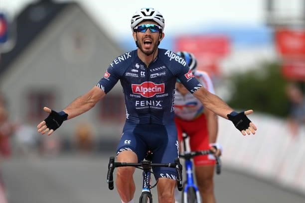Philipp Walsleben of Germany and Team Alpecin-Fenix celebrates at finish line as stage winner during the 8th Arctic Race Of Norway 2021, Stage 4 a...
