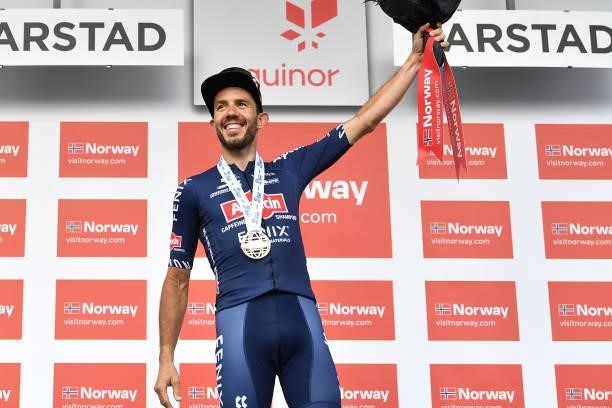 Philipp Walsleben of Germany and Team Alpecin-Fenix celebrates at podium as stage winner during the 8th Arctic Race Of Norway 2021, Stage 4 a 163,5km...