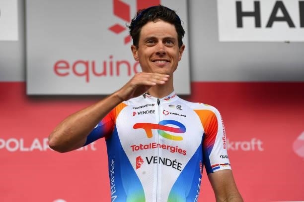 Niki Terpstra of Netherlands and Team Total Direct Energie Most Combative Rider celebrates at podium during the 8th Arctic Race Of Norway 2021, Stage...