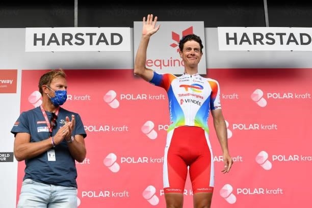 Niki Terpstra of Netherlands and Team Total Direct Energie Most Combative Rider celebrates at podium during the 8th Arctic Race Of Norway 2021, Stage...