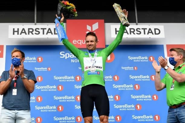 Alexander Kristoff of Norway and Team Norway Green Points Jersey celebrates at podium during the 8th Arctic Race Of Norway 2021, Stage 4 a 163,5km...