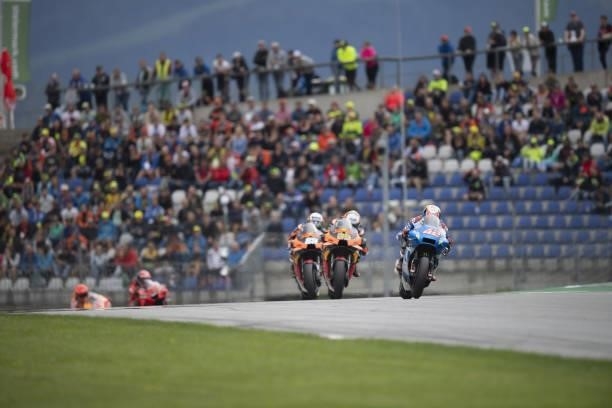 Alex Rins of Spain and Team Suzuki ECSTAR leads the field during the MotoGP race during the MotoGP of Styria - Race at Red Bull Ring on August 08,...