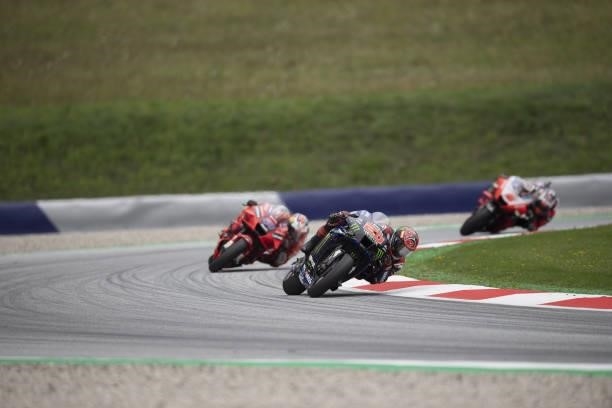 Fabio Quartararo of France and Monster Energy Yamaha MotoGP Team leads the field during the MotoGP race during the MotoGP of Styria - Race at Red...