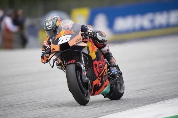 Dani Pedrosa of Spain and Red Bull KTM Factory Racing heads down a straight during the MotoGP race during the MotoGP of Styria - Race at Red Bull...