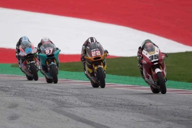 Somkiat Chantra of Thailand and Idemitsu Honda Team Asia leads the field during the Moto2 race during the MotoGP of Styria - Race at Red Bull Ring on...