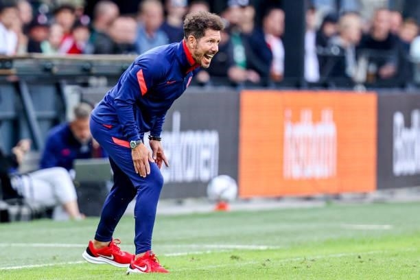 Head Coach Diego Simeone of Atletico Madrid shouting during the Preseason Friendly Match match between Feyenoord and Atletico Madrid at De Kuip on...