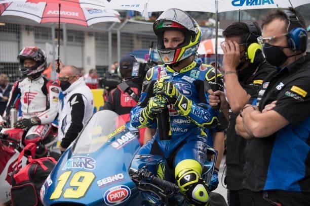 Lorenzo Dalla Porta of Italy and Italtrans Racing Team prepares to start on the grid during the Moto2 race during the MotoGP of Styria - Race at Red...