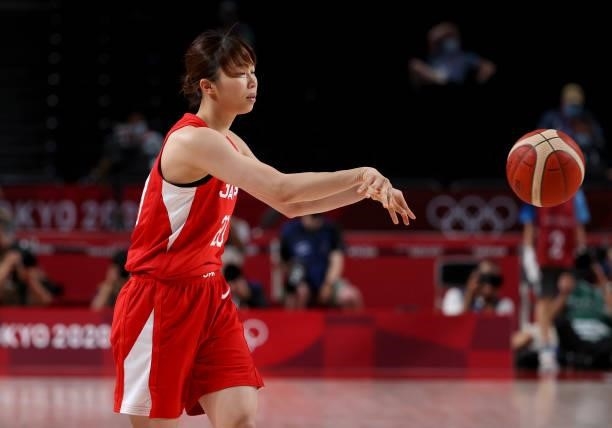Nanako Todo of Japan during the Women's Basketball Gold Medal Final between United States and Japan on day sixteen of the Tokyo 2020 Olympic Games at...