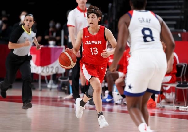 Rui Machida of Japan during the Women's Basketball Gold Medal Final between United States and Japan on day sixteen of the Tokyo 2020 Olympic Games at...