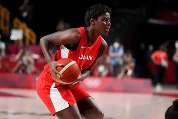 Evelyn Mawuli of Japan during the Women's Basketball Gold Medal Final between United States and Japan on day sixteen of the Tokyo 2020 Olympic Games...