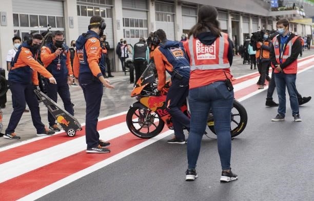 Deniz Oncu of Turkie and Red Bull KTM Tech3 prepares to start from the pit during the Moto3 race during the MotoGP of Styria - Race at Red Bull Ring...