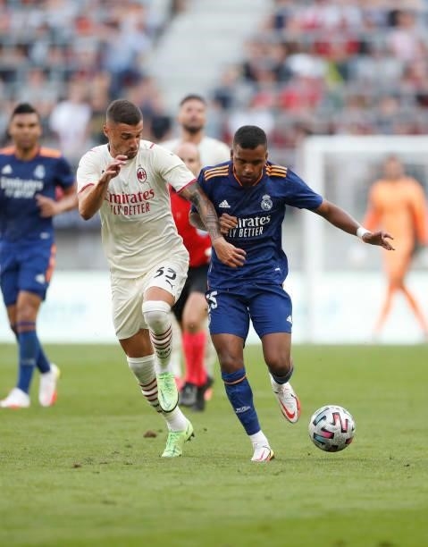 Rodrygo Goes of Real Madrid in action during the Real Madrid v AC Milan - Pre-Season Friendly at Worthersee Stadion on August 08, 2021 in Klagenfurt,...