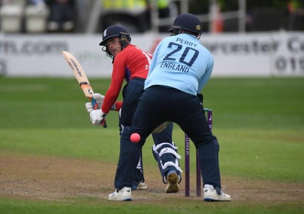 Liam O'Brien of England bats during the England Disability T20 match at New Road on August 08, 2021 in Worcester, England.