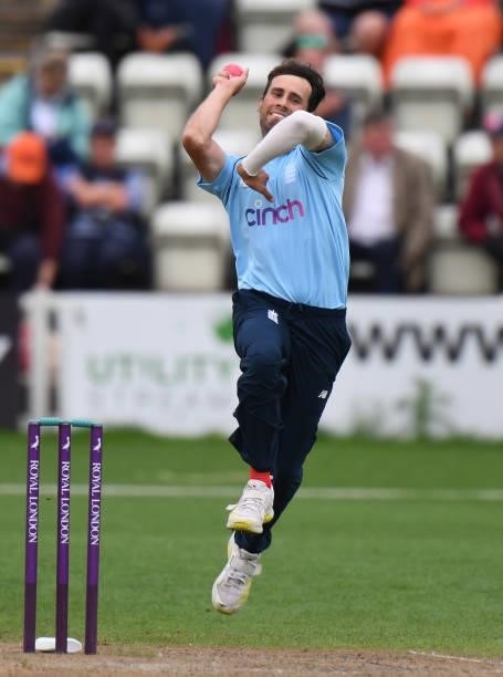 Tayler Young of England bowls during the England Disability T20 match at New Road on August 08, 2021 in Worcester, England.