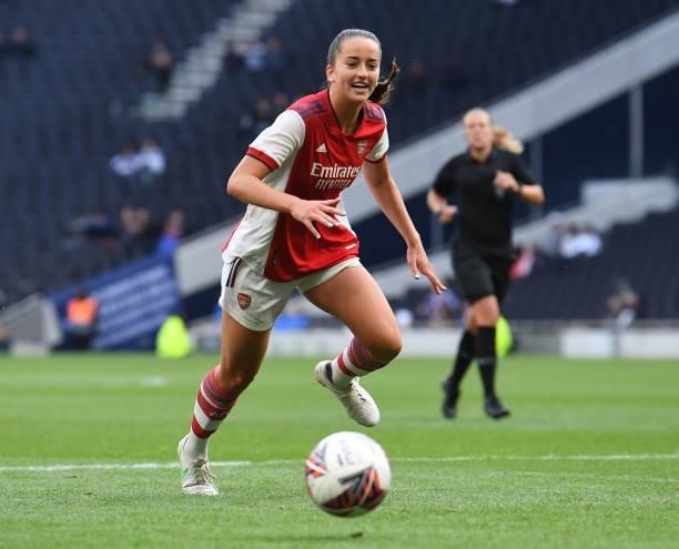 Anna Patten of Arsenal during the MIND series match between Tottenham Hotspur and Arsenal at Tottenham Stadium on August 08, 2021 in London, England.