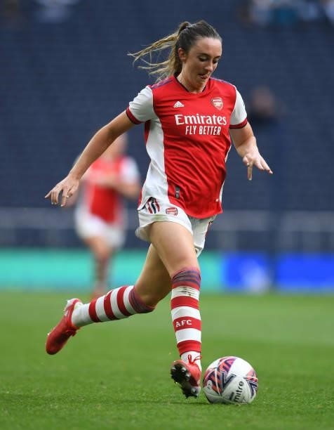 Lisa Evans of Arsenal during the MIND series match between Tottenham Hotspur and Arsenal at Tottenham Stadium on August 08, 2021 in London, England.