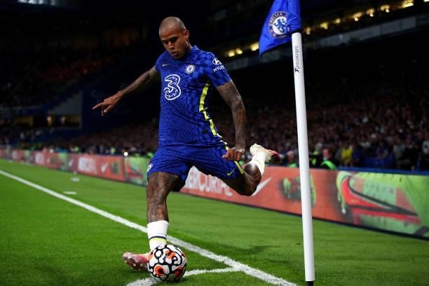 Kenedy of Chelsea in action during the Pre-Season Friendly match between Chelsea and Tottenham Hotspur at Stamford Bridge on August 04, 2021 in...