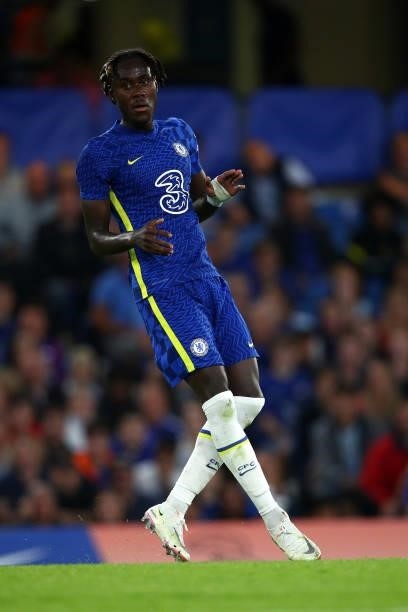 Trevoh Chalobah of Chelsea in action during the Pre-Season Friendly match between Chelsea and Tottenham Hotspur at Stamford Bridge on August 04, 2021...