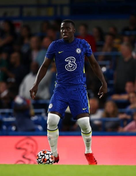 Kurt Zouma of Chelsea in action during the Pre-Season Friendly match between Chelsea and Tottenham Hotspur at Stamford Bridge on August 04, 2021 in...