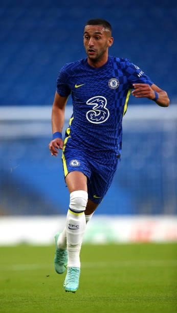 Hakim Ziyech of Chelsea in action during the Pre-Season Friendly match between Chelsea and Tottenham Hotspur at Stamford Bridge on August 04, 2021 in...