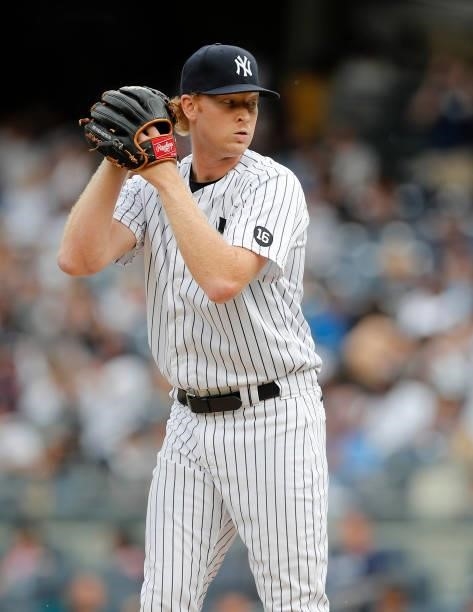 Stephen Ridings of the New York Yankees in action against the Seattle Mariners at Yankee Stadium on August 08, 2021 in New York City. The Mariners...