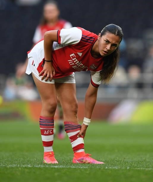 Halle Houssein of Arsenal during a pre season friendly between Tottenham and Arsenal at Tottenham Hotspur Stadium on August 08, 2021 in London,...