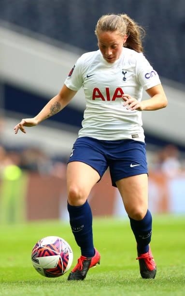 Angela Addison of Tottenham Hotspur controls the ball during The MIND Series match between Tottenham Hotspur and Arsenal at Tottenham Hotspur Stadium...