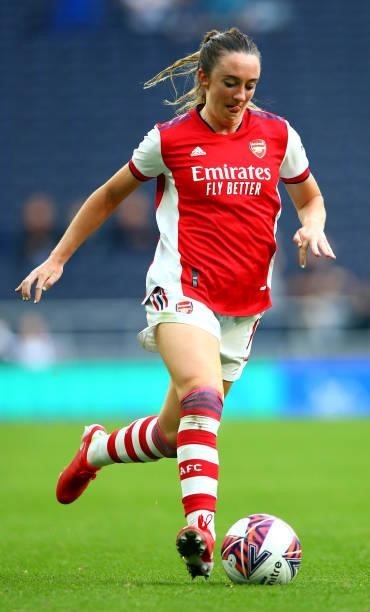 Lisa Evans of Arsenal during The MIND Series match between Tottenham Hotspur and Arsenal at Tottenham Hotspur Stadium on August 08, 2021 in London,...