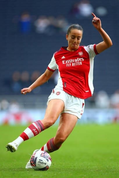 Anna Patten of Arsenal in action during The MIND Series match between Tottenham Hotspur and Arsenal at Tottenham Hotspur Stadium on August 08, 2021...