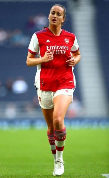 Anna Patten of Arsenal in action during The MIND Series match between Tottenham Hotspur and Arsenal at Tottenham Hotspur Stadium on August 08, 2021...