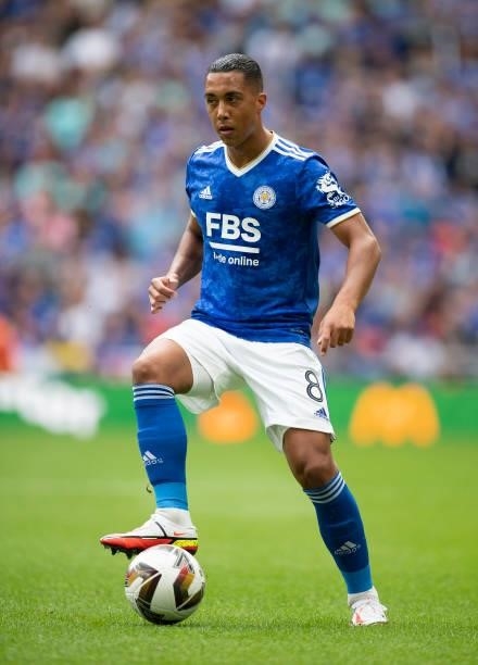 Youri Tielemans of Leicester City during the The FA Community Shield between Manchester City and Leicester City at Wembley Stadium on August 07, 2021...
