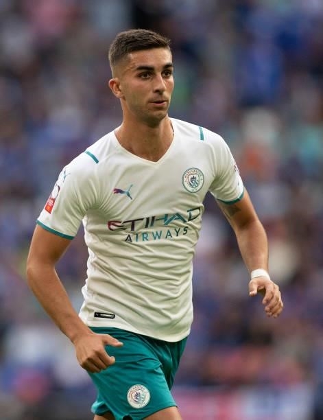 Ferran Torres of Manchester City during the The FA Community Shield between Manchester City and Leicester City at Wembley Stadium on August 07, 2021...