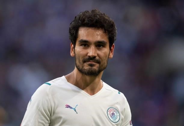 Lkay Gündogan of Manchester City during the The FA Community Shield between Manchester City and Leicester City at Wembley Stadium on August 07, 2021...