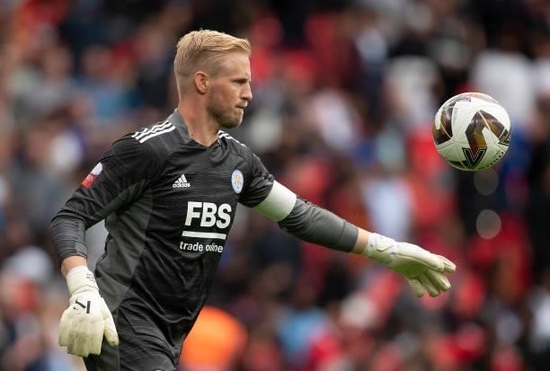 Kasper Schmeichel of Leicester City during the The FA Community Shield between Manchester City and Leicester City at Wembley Stadium on August 07,...