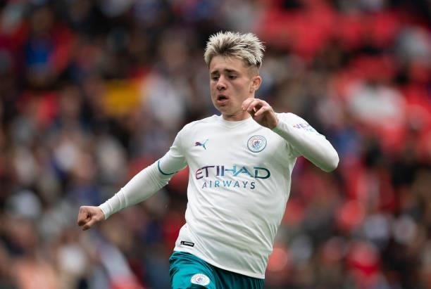 Ben Knight of Manchester City during the The FA Community Shield between Manchester City and Leicester City at Wembley Stadium on August 07, 2021 in...