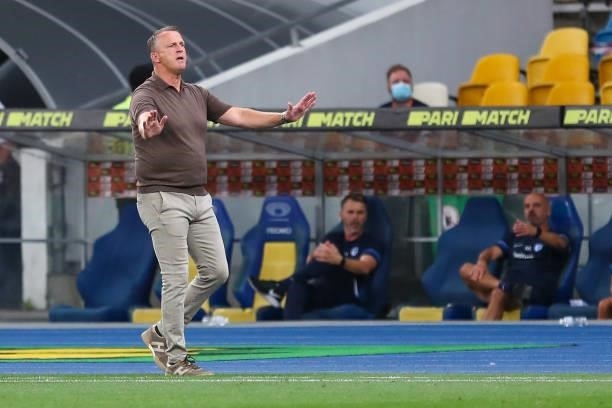 Coach John van den Brom of KRC Genk during the UEFA Champions League: Third Qualifying Round Leg Two match between Shakhtar Donetsk and KRC Genk at...