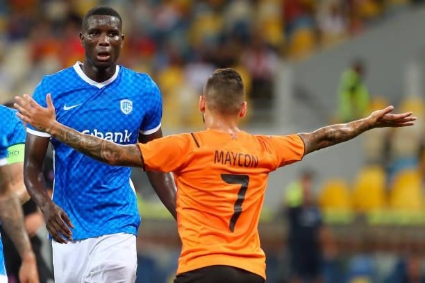 Paul Onuachu of KRC Genk during the UEFA Champions League: Third Qualifying Round Leg Two match between Shakhtar Donetsk and KRC Genk at NSK...