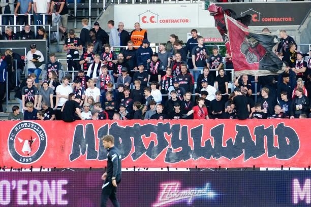 Fans during the UEFA Champions League - Third qualifying round match between FC Midtjylland and PSV at MCH Arena on August 10, 2021 in Herning,...