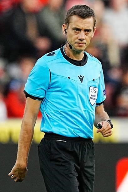 Referee Clément Turpin during the UEFA Champions League - Third qualifying round match between FC Midtjylland and PSV at MCH Arena on August 10, 2021...